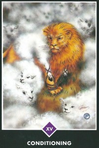 The “Conditioning” card from the Osho Zen Tarot deck was drawn to answer a reader’s question about how to love her family and still be an individual.