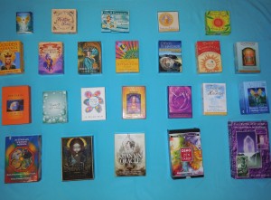 Display of Oracle, Angel and Tarot card reading decks