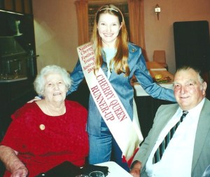 Blogger Sharon Halliday was crowned runner up cherry queen in 2000 with her grandparents by her side. 