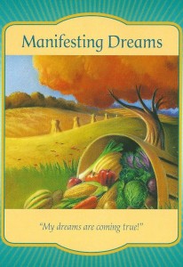 The law of attraction was in my favour when I drew the Manifesting Dreams card which recognises that my dreams are coming true. 