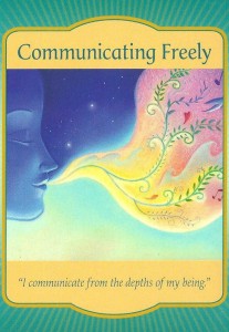 The communicating freely card is from the Gateway Oracle Cards by Denise Linn.