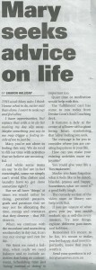 The Ask Sharon (angel intuitive) column as it appeared in today’s edition of The Area News, Wednesday 21 January 2015. It provides advice to a reader asking about her busy to do list.