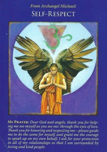 The self respect card is from the Doreen Virtue’s Archangel Michael Oracle Cards deck. Self-love is a key to success in relationships.