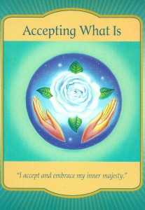 The Accepting What Is card is from Denise Linn’s Gateway Oracle Cards. It was drawn to help answer a question about how to face issues after a relationship break up.