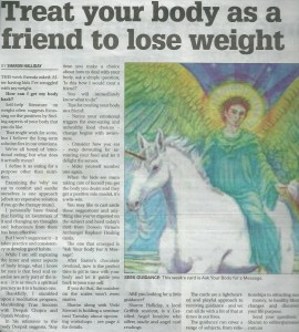 This Ask Sharon (angel intuitive) column in The Area News from today Friday 10 April, 2015 revealed the answer to a question about losing weight after having kids.