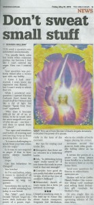 This Ask Sharon (angel intuitive) column in The Area News today Friday 1 May, 2015 revealed the answer to a question about controlling anger.