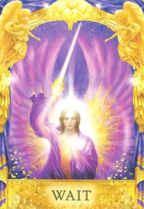 The Wait card is from Doreen Virtue’s Angel Answers Oracle deck. It was drawn to help answer a question about controlling anger.