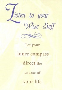 The “listening” card from Cheryl Richardson’s Self-Care deck was drawn to answer a reader’s question by encouraging them to listen to their wise inner voice.