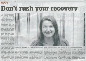 This Ask Sharon (angel intuitive) column in The Area News on Friday 21 August, 2015 answers a reader’s question about being sick by encouraging them not to rush their recovery.