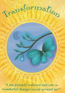 The “transformation” card from Denise Linn’s Soul Coaching Oracle deck was drawn to answer a reader’s question about changing their diet by having a new look at change itself.