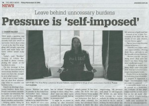 This Ask Sharon (angel intuitive) column in The Area News on Friday 27 November 2015, answers a reader’s question about people expecting more of them by considering their burdens. 