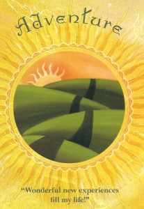 The “adventure” card from Denise Linn’s Soul Coaching Oracle deck, was drawn to answer a reader’s question about pursuing their passion by reminding them of the journey.