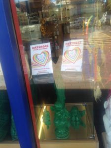 Messages from the Heart book in window display of local healing centre.