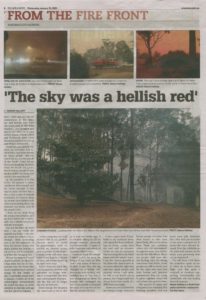 From the fire front, the sky was a hellish red by Sharon Halliday